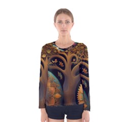 Trees Dream Generative Art Intricate Patterns Women s Long Sleeve Tee