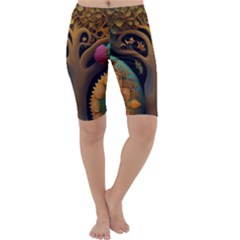 Trees Dream Generative Art Intricate Patterns Cropped Leggings  by Ravend