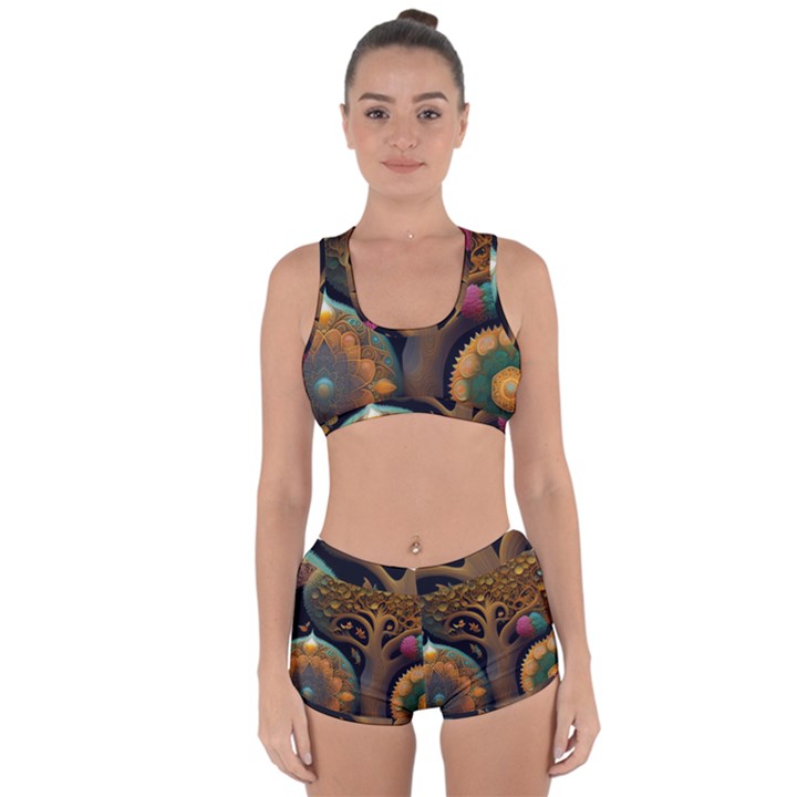 Trees Dream Generative Art Intricate Patterns Racerback Boyleg Bikini Set