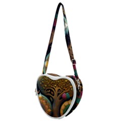 Trees Dream Generative Art Intricate Patterns Heart Shoulder Bag by Ravend