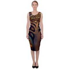 Trees Dream Generative Art Intricate Patterns Sleeveless Pencil Dress by Ravend