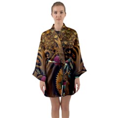 Trees Dream Generative Art Intricate Patterns Long Sleeve Satin Kimono by Ravend