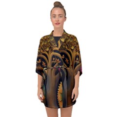 Trees Dream Generative Art Intricate Patterns Half Sleeve Chiffon Kimono by Ravend