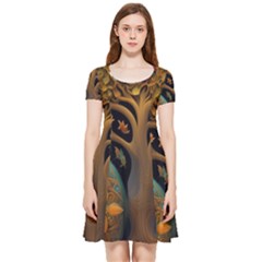 Trees Dream Generative Art Intricate Patterns Inside Out Cap Sleeve Dress by Ravend