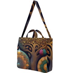 Trees Dream Generative Art Intricate Patterns Square Shoulder Tote Bag by Ravend