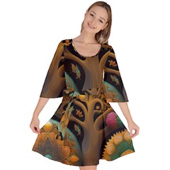 Trees Dream Generative Art Intricate Patterns Velour Kimono Dress by Ravend