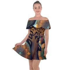 Trees Dream Generative Art Intricate Patterns Off Shoulder Velour Dress by Ravend