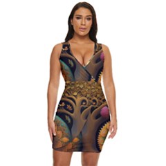 Trees Dream Generative Art Intricate Patterns Draped Bodycon Dress by Ravend