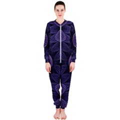 Gometric Shapes Geometric Pattern Purple Background Onepiece Jumpsuit (ladies) by Ravend