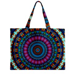 Mandela Kaleidoscope Squares Geometric Shapes Zipper Mini Tote Bag