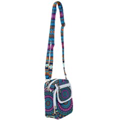 Mandela Kaleidoscope Squares Geometric Shapes Shoulder Strap Belt Bag by Ravend