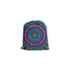 Mandela Kaleidoscope Squares Geometric Shapes Drawstring Pouch (xs) by Ravend