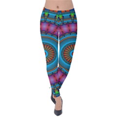 Mandela Kaleidoscope Squares Geometric Shapes Velvet Leggings by Ravend