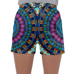 Mandela Kaleidoscope Squares Geometric Shapes Sleepwear Shorts by Ravend