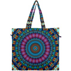 Mandela Kaleidoscope Squares Geometric Shapes Canvas Travel Bag by Ravend