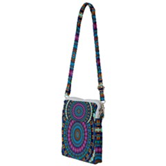 Mandela Kaleidoscope Squares Geometric Shapes Multi Function Travel Bag by Ravend