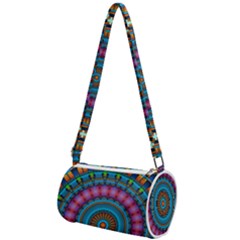 Mandela Kaleidoscope Squares Geometric Shapes Mini Cylinder Bag by Ravend