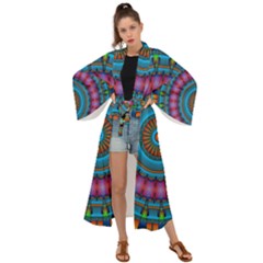 Mandela Kaleidoscope Squares Geometric Shapes Maxi Kimono by Ravend