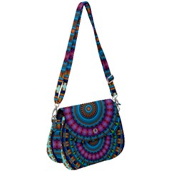 Mandela Kaleidoscope Squares Geometric Shapes Saddle Handbag