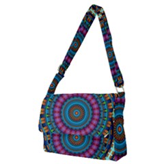 Mandela Kaleidoscope Squares Geometric Shapes Full Print Messenger Bag (m) by Ravend