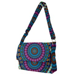 Mandela Kaleidoscope Squares Geometric Shapes Full Print Messenger Bag (l) by Ravend