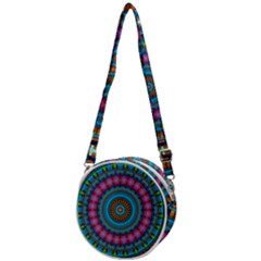 Mandela Kaleidoscope Squares Geometric Shapes Crossbody Circle Bag by Ravend