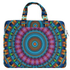 Mandela Kaleidoscope Squares Geometric Shapes Macbook Pro 13  Double Pocket Laptop Bag by Ravend