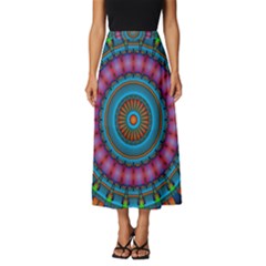 Mandela Kaleidoscope Squares Geometric Shapes Classic Midi Chiffon Skirt