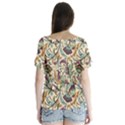 Wallpaper Floral Pattern Floral Wallpaper Background V-Neck Flutter Sleeve Top View2