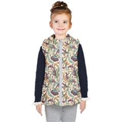 Wallpaper Floral Pattern Floral Wallpaper Background Kids  Hooded Puffer Vest by Ravend