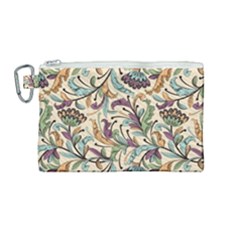 Wallpaper Floral Pattern Floral Wallpaper Background Canvas Cosmetic Bag (medium) by Ravend