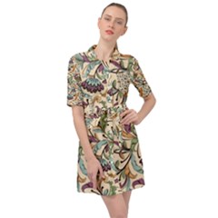 Wallpaper Floral Pattern Floral Wallpaper Background Belted Shirt Dress by Ravend