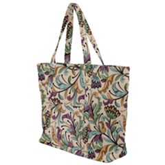 Wallpaper Floral Pattern Floral Wallpaper Background Zip Up Canvas Bag