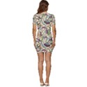 Wallpaper Floral Pattern Floral Wallpaper Background Low Cut Cap Sleeve Mini Dress View4