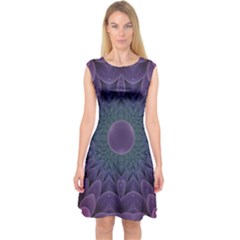 Geometric Shapes Geometric Pattern Flower Pattern Capsleeve Midi Dress by Ravend