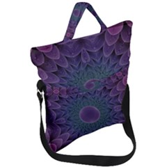 Geometric Shapes Geometric Pattern Flower Pattern Fold Over Handle Tote Bag by Ravend