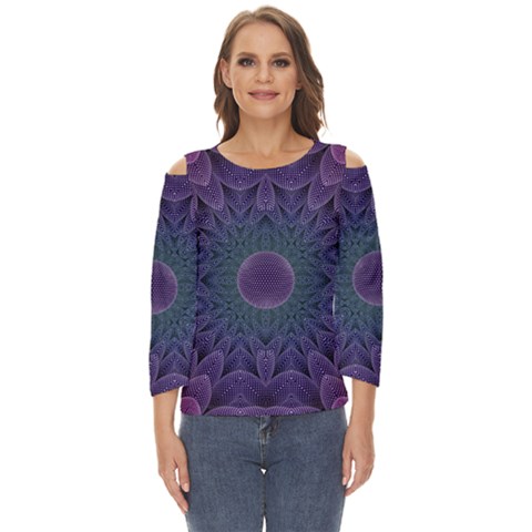 Geometric Shapes Geometric Pattern Flower Pattern Cut Out Wide Sleeve Top by Ravend