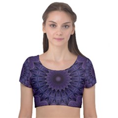 Shape Geometric Symmetrical Symmetry Velvet Short Sleeve Crop Top  by Ravend