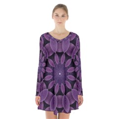 Shape Geometric Symmetrical Symmetry Wallpaper Long Sleeve Velvet V-neck Dress