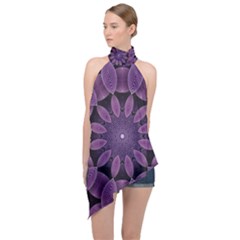 Shape Geometric Symmetrical Symmetry Wallpaper Halter Asymmetric Satin Top by Ravend