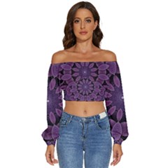 Shape Geometric Symmetrical Symmetry Wallpaper Long Sleeve Crinkled Weave Crop Top