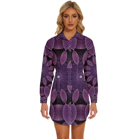 Shape Geometric Symmetrical Symmetry Wallpaper Womens Long Sleeve Shirt Dress by Ravend