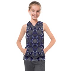 Kaleidoscope Geometric Pattern Geometric Shapes Kids  Sleeveless Hoodie by Ravend