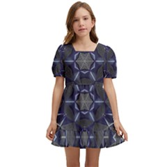 Kaleidoscope Geometric Pattern Geometric Shapes Kids  Short Sleeve Dolly Dress by Ravend