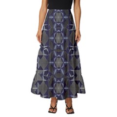 Kaleidoscope Geometric Pattern Geometric Shapes Tiered Ruffle Maxi Skirt