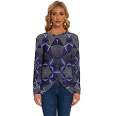 Kaleidoscope Geometric Pattern Geometric Shapes Long Sleeve Crew Neck Pullover Top