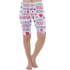 Love Mom Happy Mothers Day I Love Mom Graphic Cropped Leggings  by Ravend