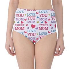 Love Mom Happy Mothers Day I Love Mom Graphic Classic High-waist Bikini Bottoms by Ravend