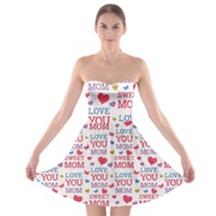 Love Mom Happy Mothers Day I Love Mom Graphic Strapless Bra Top Dress by Ravend