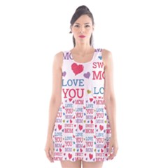 Love Mom Happy Mothers Day I Love Mom Graphic Scoop Neck Skater Dress by Ravend